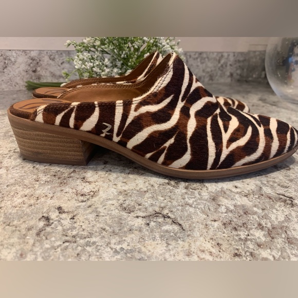 Zodiac MULES Size 7.5M Calf Hair Slip-On Quartz Zebra Brown Shoes - Picture 6 of 12